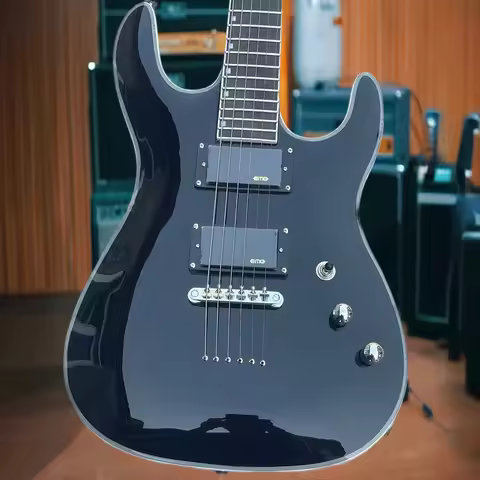 Black Ultra-Thin ESP-Style 6-String Electric Guitar with HH Pickups Electric Guitar Mahogany Body Ro