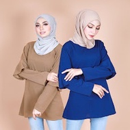 HKM Women Fisyah Size 36-40 Ready Stock Malaysia Dual Long Sleeves Basic Blouse Baju Muslimah [B2538