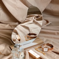 INS Irregular Mirror Dressing Table Makeup Cosmetic Wooden Mirror