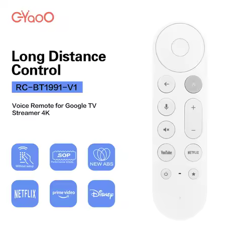 RC-BT1991-V1 Remote Control For Google Chromecast 4k Google TV Streamer 4K Voice Remote Compatible W