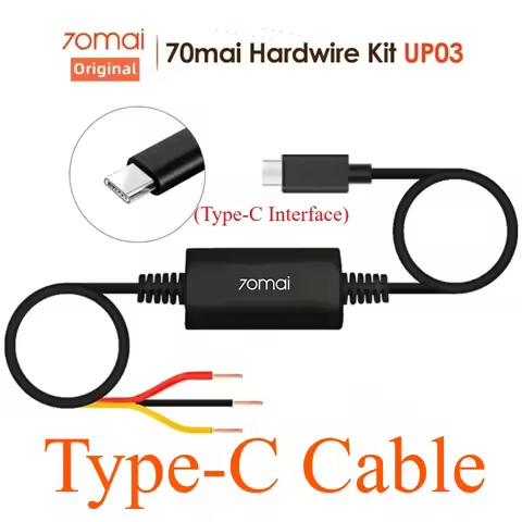 70mai Hardwire Kit UP03 Type-C Cable 24H Parking Surveillance Cable ONLY for 70mai Dash Cam M500 Omn