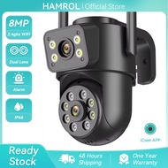 Hamrol 4K 8MP Dual Lens Dual Screen PTZ WiFi Camera Auto Tracking Waterproof Monitoring Wireless CCT