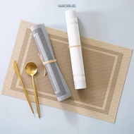 NARCISSUS13A0E Heat Resistant‌ Placemats, ‌Washable Non-Slip‌ PVC‌‌ Table Mat, Western Style‌‌ Recta