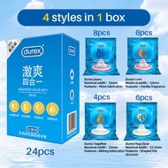 Durex Condom  24 pcs Lubricated Natural Latex  4 Types Smooth for Men Sleeve  Toys Privacy Shipping