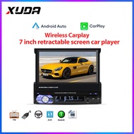 Acodo Android 9.0 Foldable Car Player GPS Wi-Fi Bluetooth USB FM Reversing Display Universal Single Din (7"/G RAM/32G ROM) Wireless Carplay