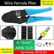 HS-16GF 4-16mm2 (AWG 12-6) Penekan Ferrule Wayar Wire Ferrule Crimper Plier, Terminal Crimping Tool 