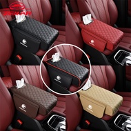 Proton 3 IN 1 Leather Car Armrest Pad Center Console Armrest Protection Pad with Tissue Box Storage 