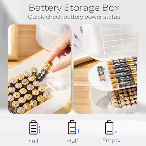 【3-in-1 Battery Organizer】 with Power Tester | Store AA/AAA/Cables | 1/2/3 Layers Design #HomeOrgani