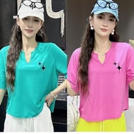 Ice Short-Sleeved Collar Look Casual Dance Summer Square Top Feel New Style Fashion Performance Loos