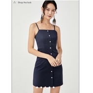 LOVE BONITO Kynlee Button Down A-line Dress (Navy Blue)