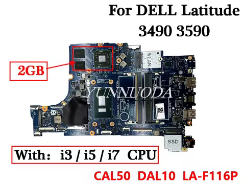 LA-F116P For DELL Latitude 3490 3590 Laptop Motherboard With I3 I5 I7 CPU V2G GPU 100% Fully Tested