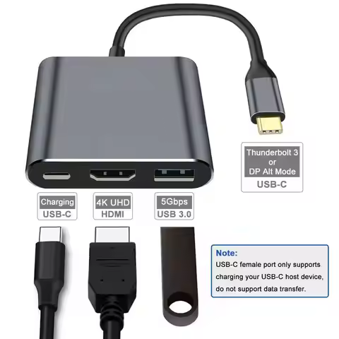 3-in-1 USB-C Hub:type-c 3in 1 PD100W+HDMI(4K/30Hz)+USB3.0