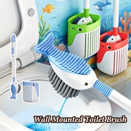 Wall Mounted Toilet Brush Silicone Toilet Cleaning Brush Whale Toilet Bowl Brush Liquid Dispenser Cl