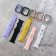 Glass+Case+watchbands For i Watch band 44mm 41mm 45mm 40mm 38mm 42mm Silicone bracelet iWatch serise