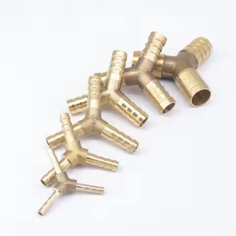 2pcs Fit Hose Barb I.D 3mm 4mm 5mm 6mm 7mm 8mm 10mm 12mm 14mm 16mm 19mm Y Type 3 Ways Brass Coupler 