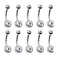 10pcs/set Funky Stainless Steel Rhinestone Decor Belly Ring For Women For Daily Decoration