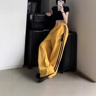 工装裤overalls条纹运动裤女春秋2025新款外贸宽松男女休闲薄款工装裤子ins新款26.8.8