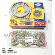 GIR PAKET GEAR SET SPROCKET ASPIRA HONDA SUPRA X 125 FI KODE K41 39T MERK ASPIRA