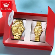 OLEVS Gold Watch for Men Women Sets Stainless Steel Luxury Lover's Watch Business Quartz Couple's Wa