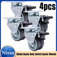 4pcs Heavy Duty Swivel Castor Wheels 50mm 2 -inch Two -wheel Rubber TPR Flat Bottom Double Brake Wheel