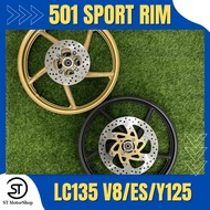 RAPIDO Lc135 V8 Fi Lc Es Y125 Sport Rim 501 Front 160*17 Rear 185*17 Depan 4 Lubang with Disc Ful Set Black Gold