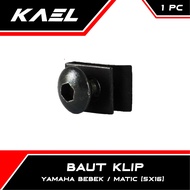 Baut Klip Body Yamaha Matic-Bebek Mio-Sporty-Smile-M3-Z-S-5 TL/Soul GT 115-125/X-Ride/Jupiter MX-Z-New-Old/Vega R-ZR-RR/RX King/Force 1/F1ZR/Fino FI-F1/Crypton/Alfa/Scorpio-Z/Vixion/Byson/NMAX/Aerox/Lexi Baud Bodi Batok L4 + 5x16 M5x16