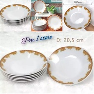 PIRING ELEGAN !!!1Lusin Piring Keramik Mahkota HijauMerah dan Coklat/ Piring Makan Keramik 205 cm
