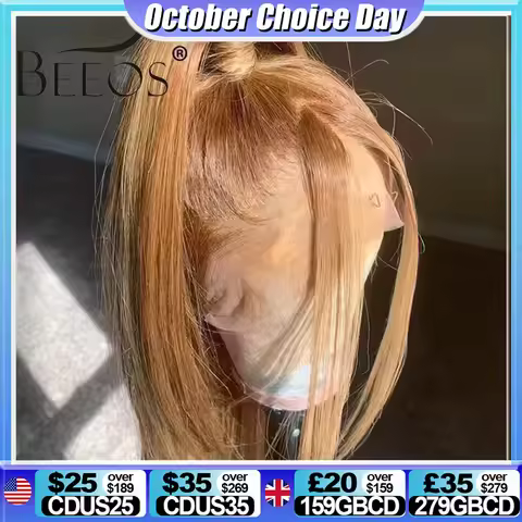 BEEOS Honey Blonde 13x6 HD Frontal Wig Straight 34 inch 250% Density 5x5 HD Closure Wigs for Woman 1