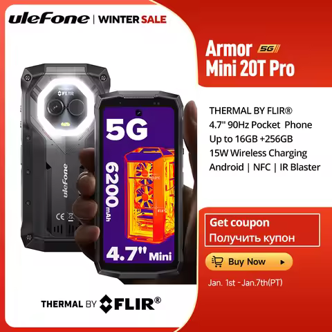 Ulefone Armor Mini 20T Pro 5G THERMAL BY FLIR® 4.7" Rugged Phone Android 14 Smartphone 256GB ROM Mob