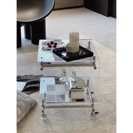 Acrylic Small Coffee Table, Mobile Cart Light Luxury High-end Small Table, Bedside Table, Sofa Side 