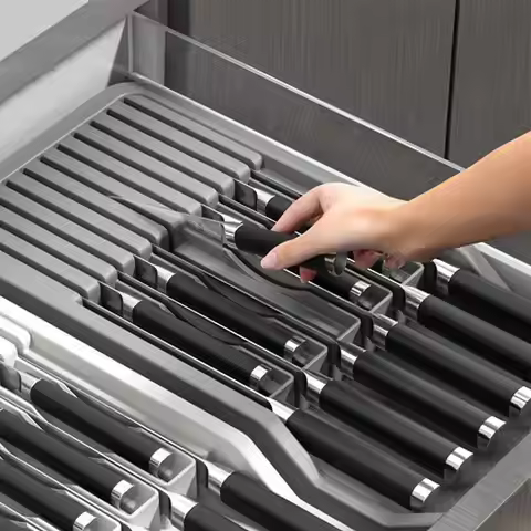 Knives Holder Drawer Multi-purpose Kitchen Knives Storage Box Drawer Knives Block Cutlery Drawer Org
