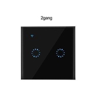[1387] Black EU/UK Smart Wifi Wall Touch Switch 2-Gang Glass Panel light Switch Ewelink APP Voice control
