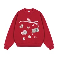 Áo sweater nữ form boxy 1909 Miucho cổ tròn vải nỉ bông 350 GSM dày dặn in mix