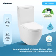 Baron W888 Geberit Washdown Flushing 1-Piece Toilet Bowl With Soft Closing Seat Cover