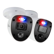Swann Security outdoor 1080p Full HD Flashing Lights Bullet Analogue CCTV Camera - 2 Pack, White, Mo