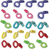 Vocoliday 24pcs Sport Whistle Bracelets with Keychain Plastic Whistle Bracelet for Halloween Easter Christmas New Year Birthday Party Decoration