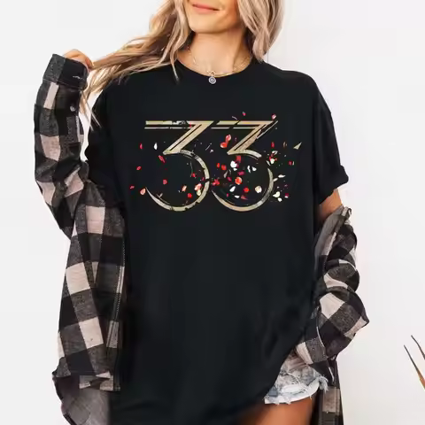 Clair Obscur Expedition 33 Distressed Gold Äú33 Äù Red Petal Gamer T Shirt
