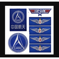 JaneEyre Velcro Armband CASC China Space Embroidery Badge Aviation Pilot Chest Strip Patch Blue