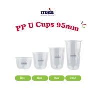 100pcs PP 95mm U Plastic Cups 8oz 12oz 16oz 22 oz with Lids Disposable Milktea Plastic Cups Plastic 