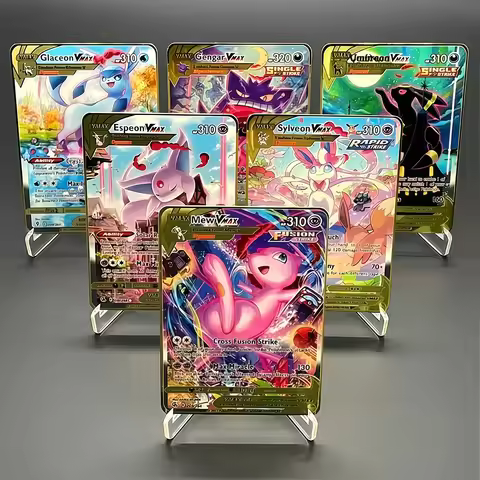 Metal Pokemon VMAX GX V Cards Eeveelution Mew Charizard Mewtwo Rare Metal Trading Cards Collectible 