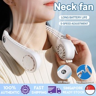 Neck Fan 5 Portable Leafless Cooling 5 Speeds Wind 4000mAh Hanging Neck Mini Shoulder Fan