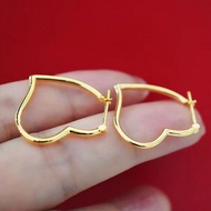 Free Shipping Earrings 18K黄金爱心耳圈  Au750素金耳扣 简约百搭气质耳环轻奢送礼甜美 Subang Anting-anting