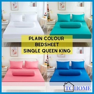 lauch promo Plain Colour Cadar Bed sheet Single Queen King Size Fitted Bedsheet Sarung Katil Tilam Getah Keliling (PS1)