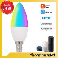 BEST SELLER WiFi Smart Bulb RGB+W+C LED Candle Bulb 5W E14 Dimmable Light Phone APP SmartLife/Tuya R