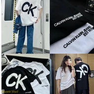 ORIGINAL Calvin Klein 100%  Short sleeve shirt men Round neck man Women Loose Baju putih lelaki Summ
