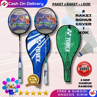 Paket 2 Raket Badminton Yonex Mix Tipe T join Kok 1 Buah Bonus 2 Grip - Naffay Sports