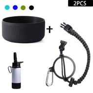 Protective Bottom Silicone Boot Cover & Paracord Handle Set for 64oz Hydro Flask Wide Mouth Bottles