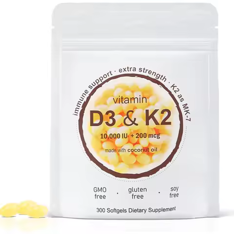 Vitamin D3 + K2 w/ Coconut Oil - Vitamin D 2000iu & MK7 Vitamin K 1000mcg for Bone & Immune Support 