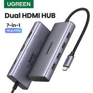 UGREEN USB-C HUB Dual HDMI Type-C to 4K30Hz 1080P 2HDMI PD100W USB3.0 Expander for Laptop MacBook US