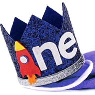 JeVenis First Birthday Theme Decoration 1st Birthday Crown Boy First Rocket Birthday Decoration